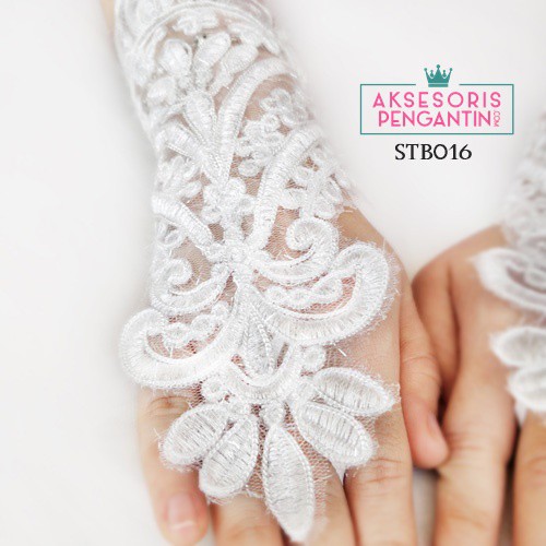 [STOK TERBATAS] AKSESORIS WANITA WEDDING GLOVES BROKAT SARUNG TANGAN LACE STB016