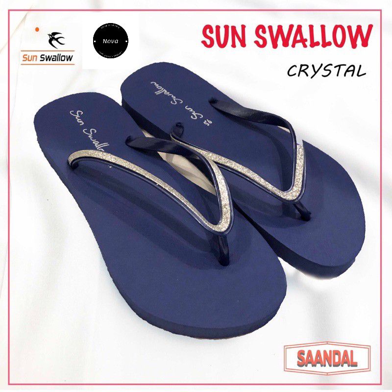 Sandal Jepit Wanita Sun Swallow Crystal Original