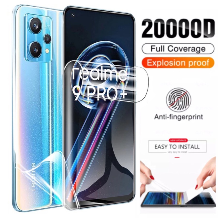 REALME 10 10 PRO 5G 10 PRO+ 5G 9 9i 9 PRO 9 PRO+ 3 3 PRO ANTI GORES HYDROGEL FULL SET BENING DEPAN BELAKANG SCREEN GUARD JELL DAN PELINDUNG BELAKANG ANTI JAMUR REALME 9 PRO + 9 PRO PLUS PRO +