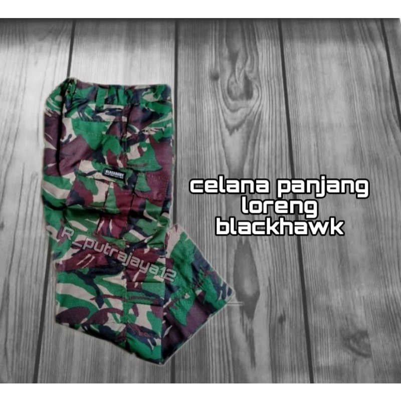 Celana blackhawk panjang loreng bahan velbet waterproof