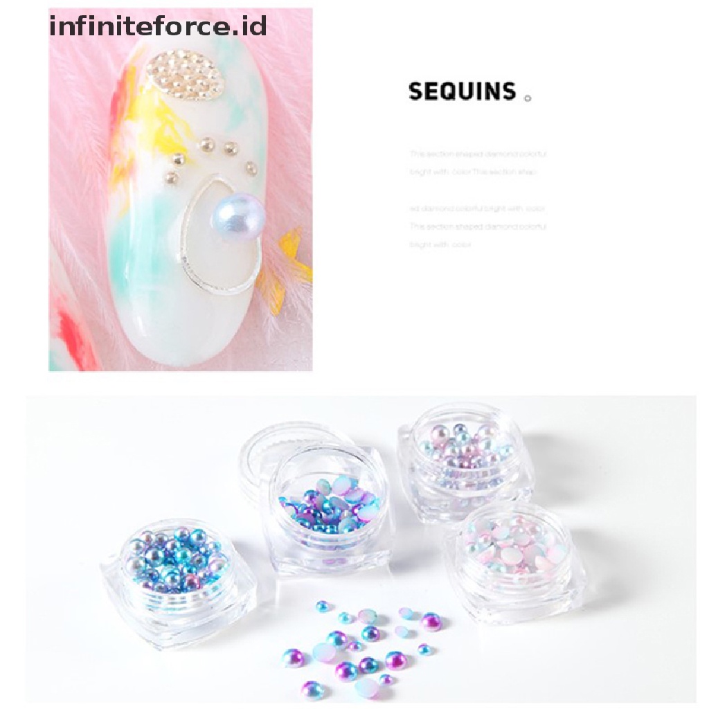 Infiniteforce.id Mutiara Imitasi Bentuk Setengah Lingkaran Warna Campur Untuk Dekorasi Nail Art