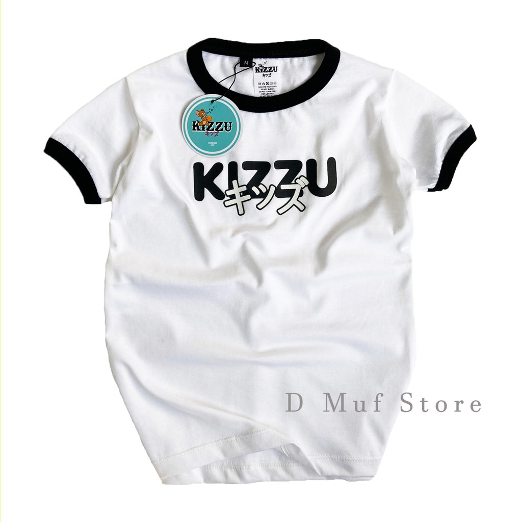 Kizzu Kaos Anak Premium Cotton 30s Usia 1-12 Tahun Font CR Putih- dmufstore