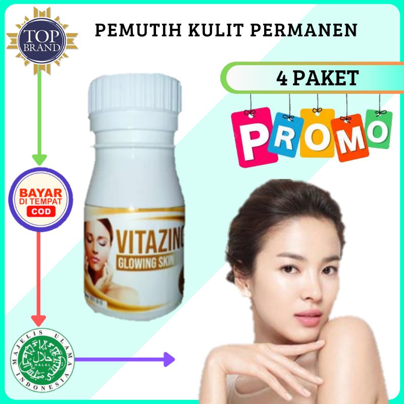 VITAZINC | pemutih kulit seluruh tubuh permanen | pemutih kulit bpom | suplemen pemutih kulit