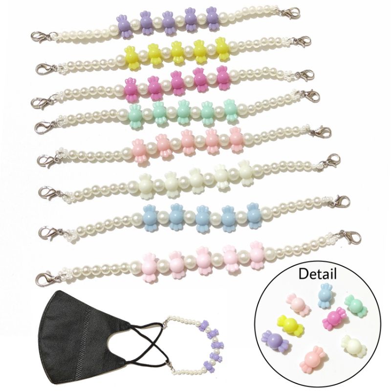 Konektor Masker Hijab Mask Connector Strap Extender Pastel Candy Pearl Mutiara Permen