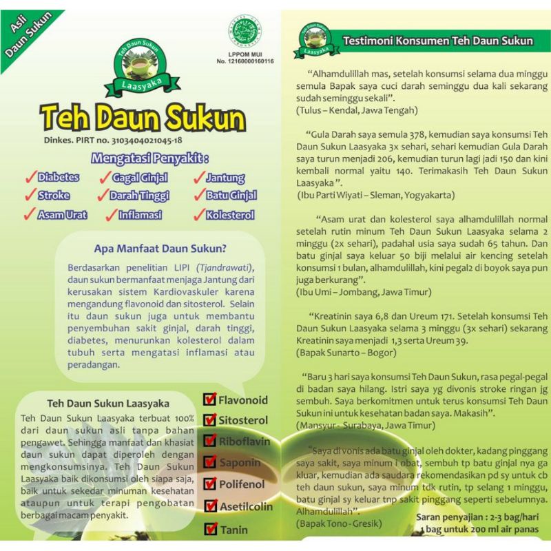 Teh Herbal Daun Sukun Kualitas Terjamin Asli Merek Laasyaka