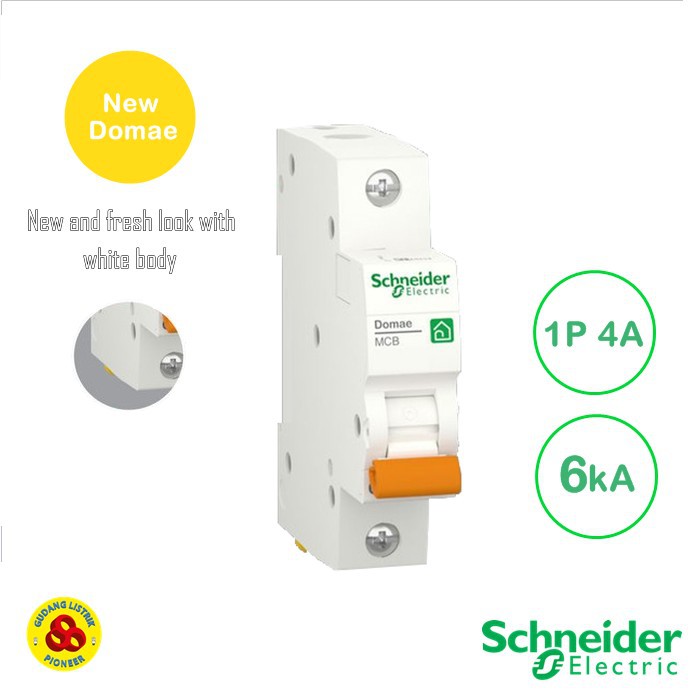 Schneider MCB 1P 4A 6kA New Domae MCB Breaker 1 Phase 4 Amp 6kA