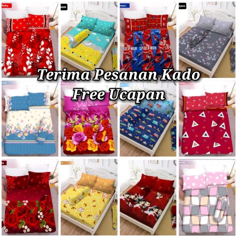 Vito Sprei Karet 160x200 Queen Size Royal Ruby Sangria Silverstone Spiderman Starmoon Sunset Flower 