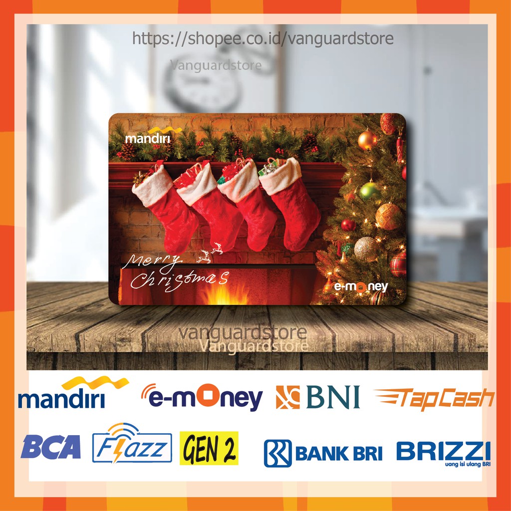 KARTU E MONEY E TOLL DESIGN KAOS KAKI NATAL KUMPULAN 16 EMONEY MANDIRI FLAZZ BCA BNI TAPCASH BRIZZI