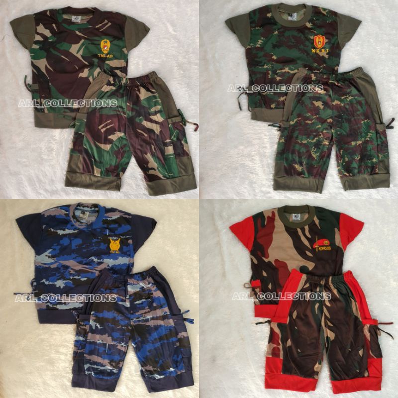 setelan kaos anak pendek perempuan loreng malpinas - nkri - tni au - kopassus - baju kaos anak pende