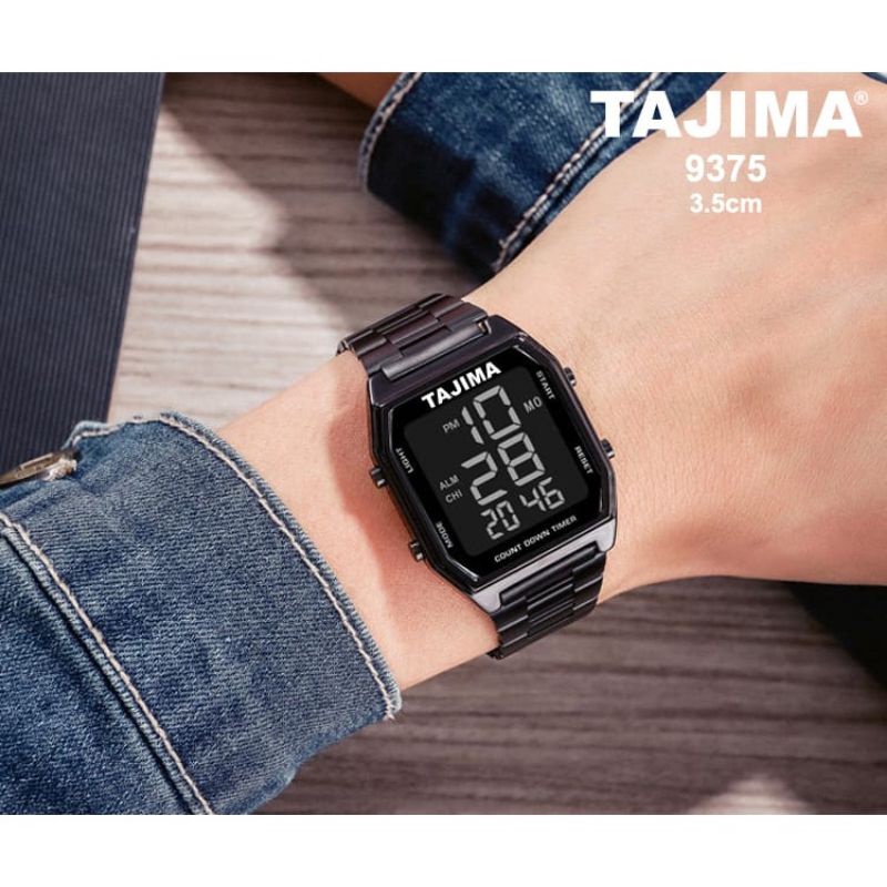 Jam Tangan Digital Tajima 9375 Square Stainless Steel