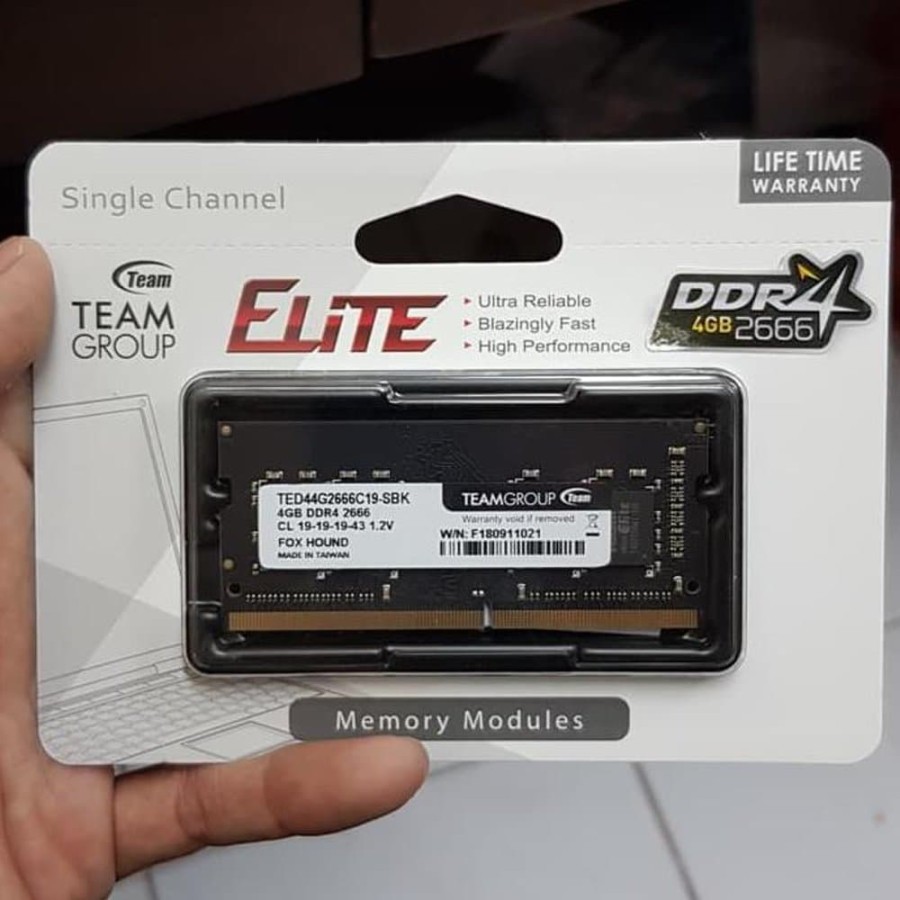 SODIM TEAM ELITE PLUS BLACK 4GB DDR 4 PC 2666