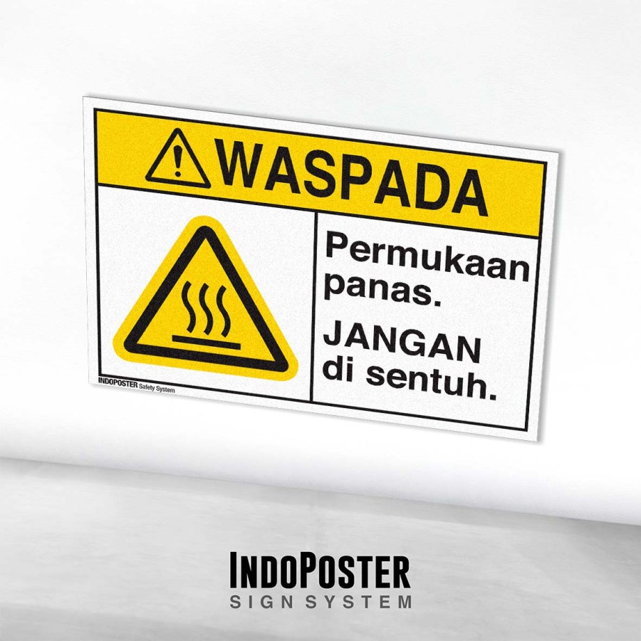 Jual Stiker Safety Sign K3 Ansi Waspada Permukaan Panas Jangan Disentuh