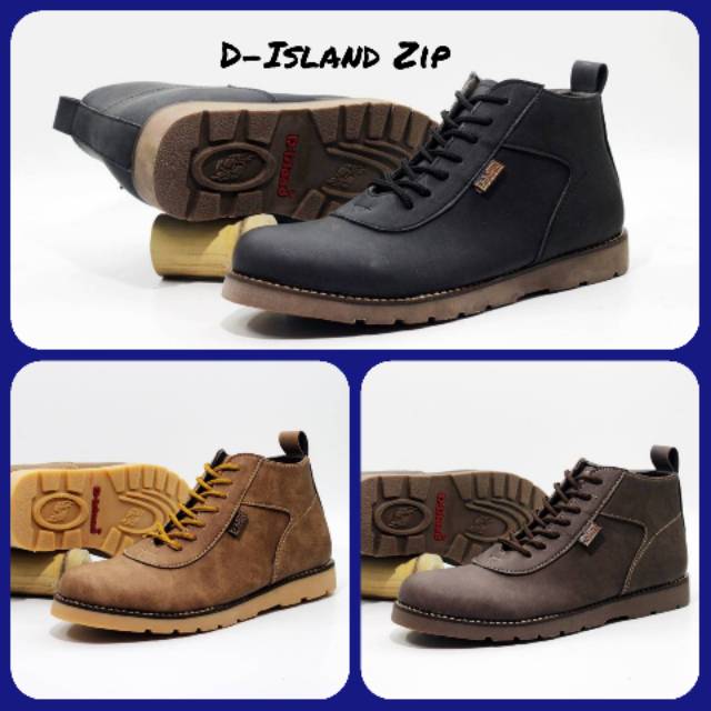 Sepatu Pria Boots Original D-Island Zip Lapangan Proyek Tracking Hiking Touring