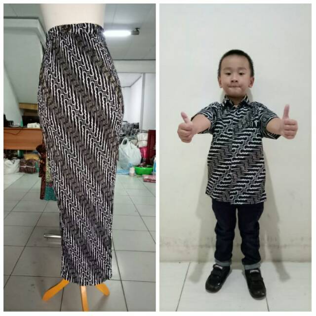 Couple rok instan plisket jumbo purnamasari kombi kemeja batik anak