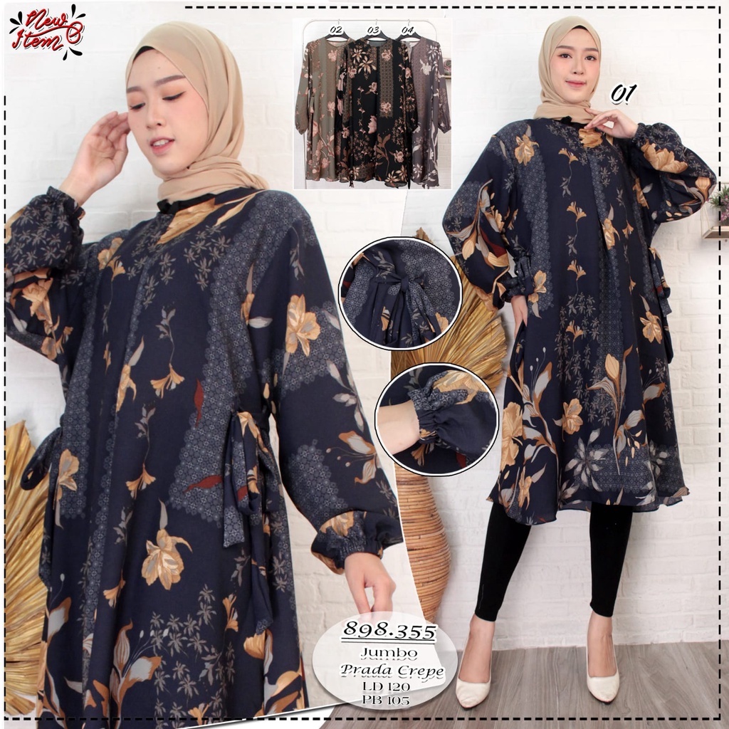 ZR || Tunik Atasan Wanita Jumbo || Tunik Muslim Busui Long Dress Jumbo