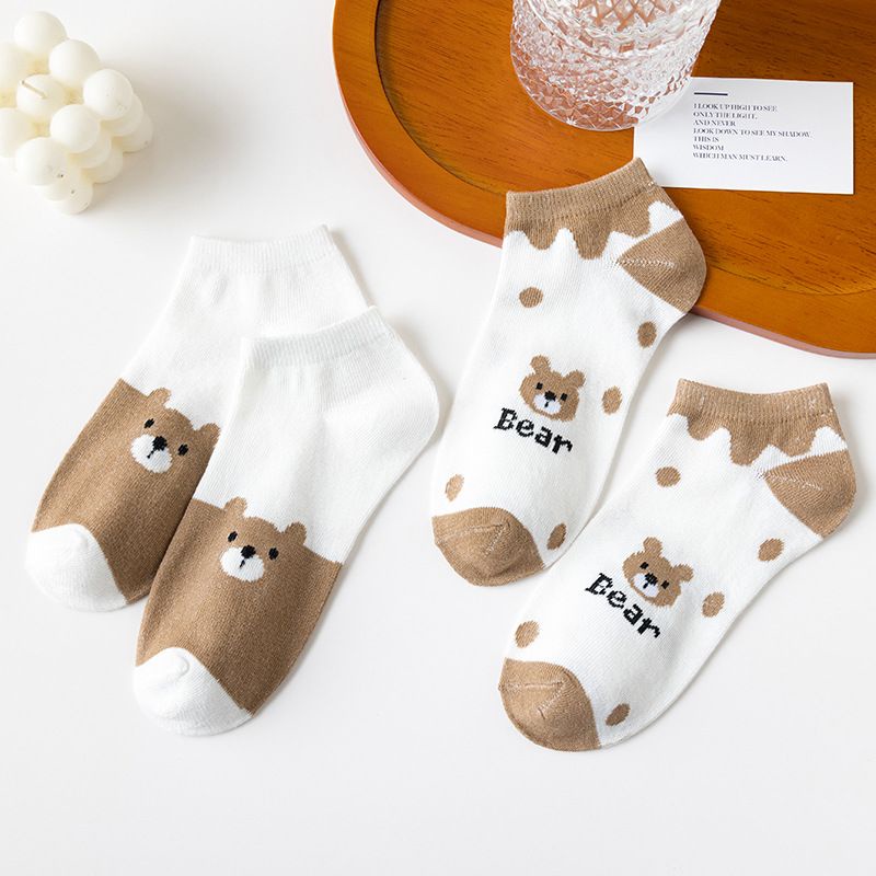 [littlecrab] Kaos Kaki Beruang Coklat Cute Women Socks Import Kaos Kaki Berkualitas Brown Bear Kaos Kaki Lucu Korean Style