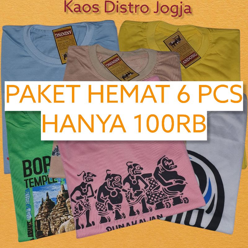 Doublefive - PAKET HEMAT ISI 6 KAOS PRIA KAOS WANITA DEWASA TERMURAH UKURAN M,L,XL - KAOS DISTRO BRANDED JOGJA - KAOS JOGJA -