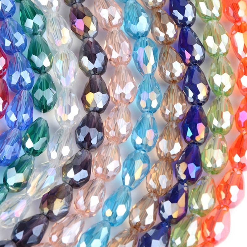 Wholesale 100pcs 8x6mm Teardrop Glass Faceted Loose Crystal Spacer Beads