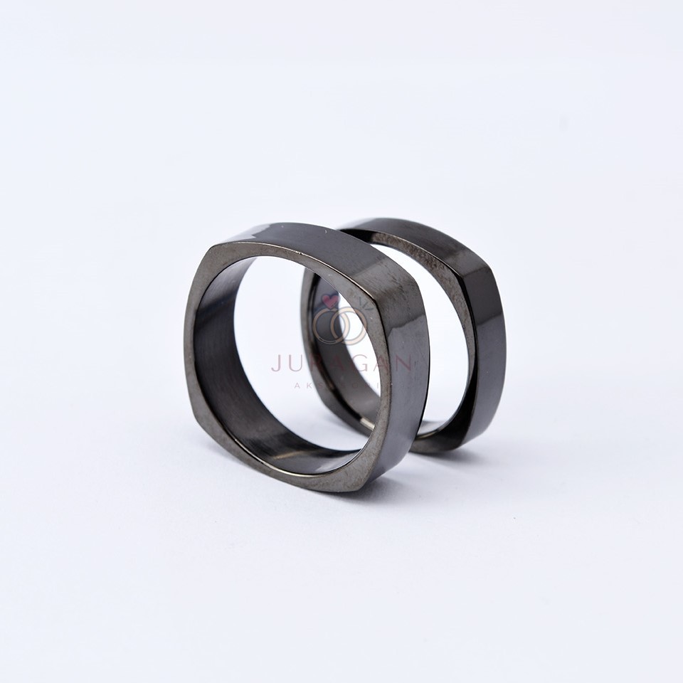 [HIGH QUALITY] Cincin Couple BUCIN R42 Titanium Ukir Nama + Box Cincin Beludru + BONUS Gelang Couple