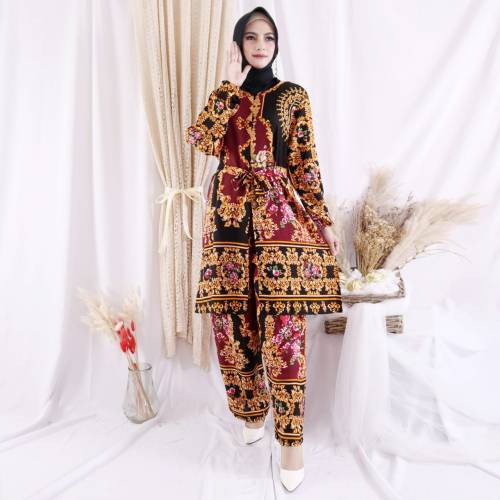 Setelan Celana Panjang Gamis Muslim Wanita Cerisa || Baju Gamis Busui Set