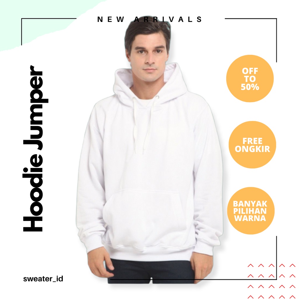 SWEATER_ID Hoodie Jumper Putih Polos Unisex