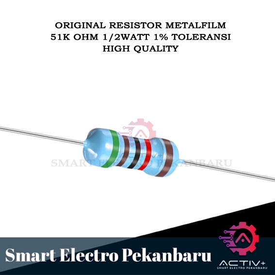 ORIGINAL RESISTOR METAL FILM 51K OHM 1/2 watt 1 % Taiwan - R 51 KOHM 1/2watt 1% METAL FILM 51000 OHM