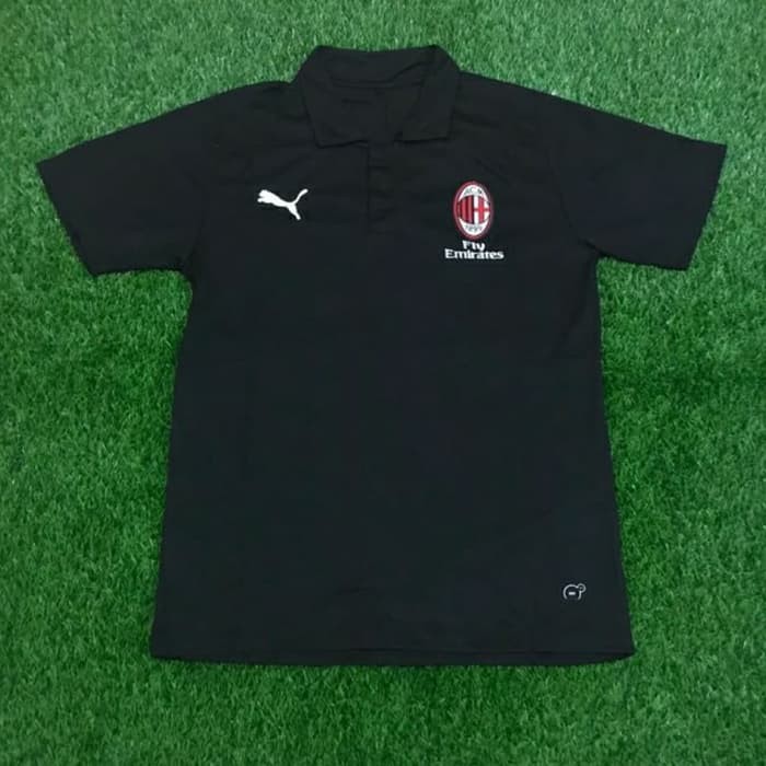 KAOS POLO SHIRT AC MILAN HITAM 2018/2019 GRADE ORI