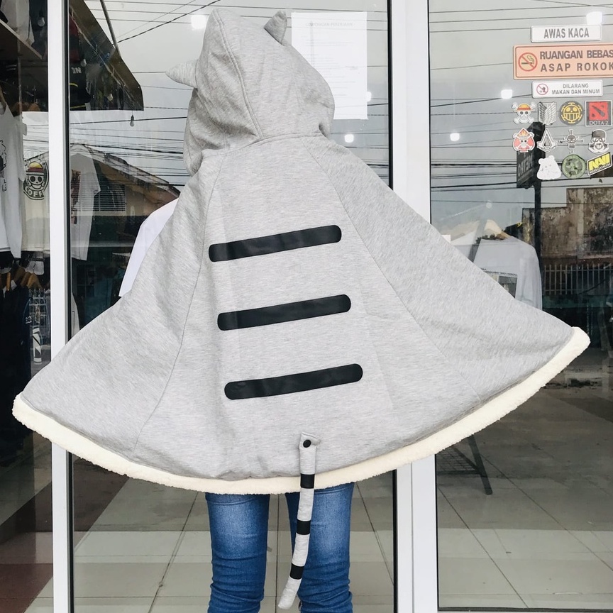 Hoodie Kawaii Neko Grey Jubah Kucing Premium