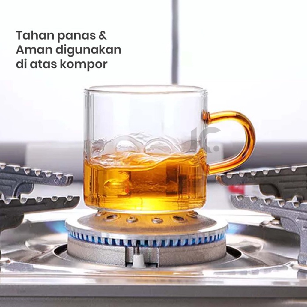 GELAS KACA TEH KOPI MINI TEA COFFEE GLASS HANDLE 130ML