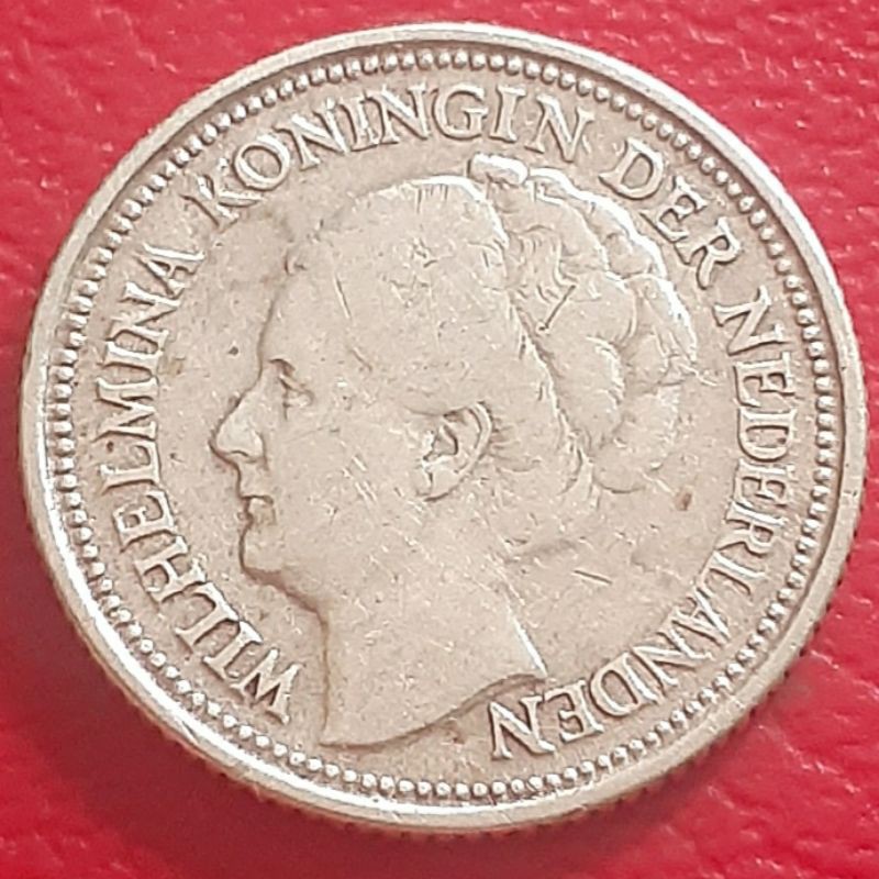 Uang Koin Perak Kuno 10 Cents Wilhelmina Tahun 1935 Silver Coin