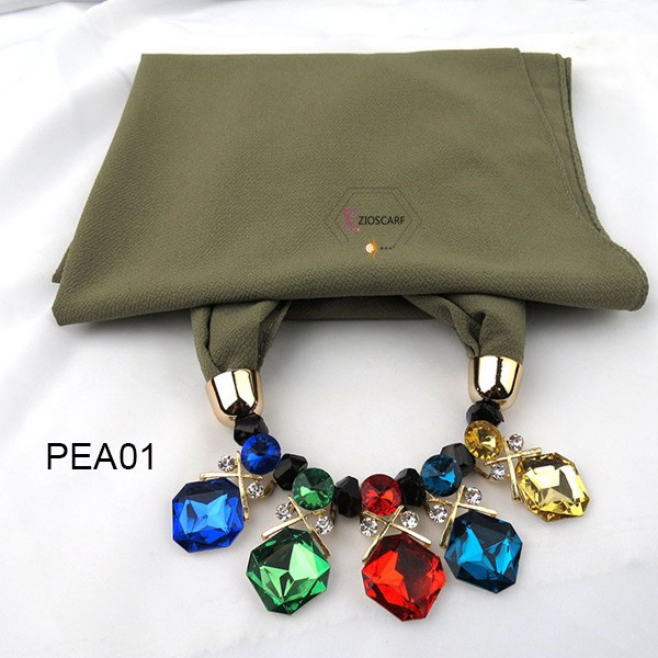 SCARF TASSEL pashmina 2in1 kalung pendant PEA hijab instan ZIOSCARF