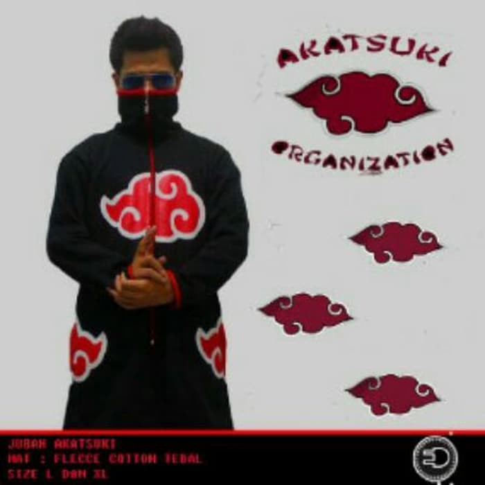 JAKET ANIME JUBAH NARUTO AKATSUKI LOGO ZIPPER HOODIE