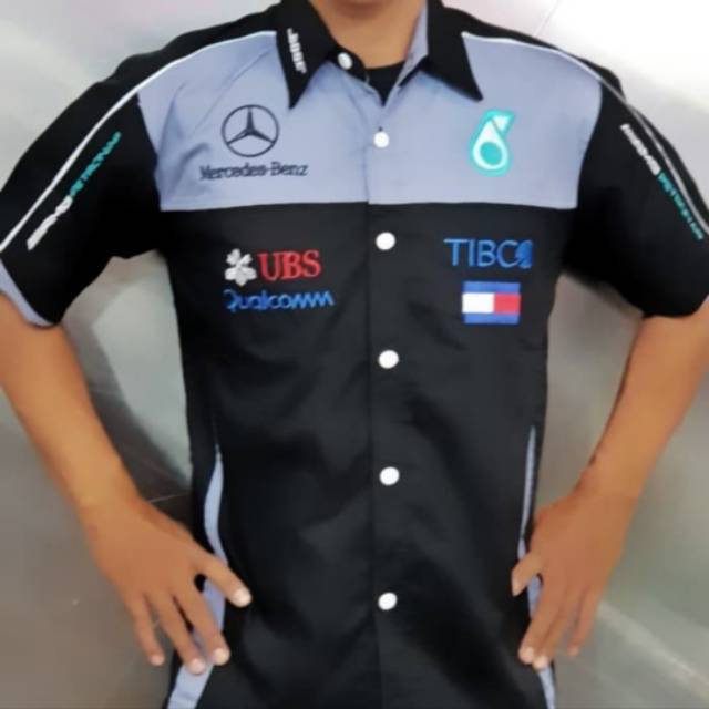 Baju seragam otomotif Mercedes Benz kemeja komunitas Mercedes Benz F1