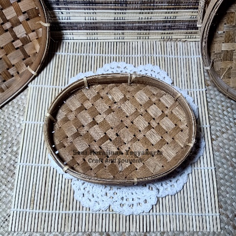 (B101) Piring bambu oval S /Hampers/Kado/Wadah Parcel/wadah makanan/piring anyaman bambu/piring unik