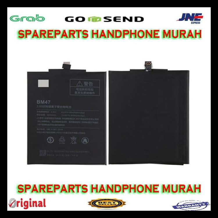 Baterai Xiaomi Redmi 4X Bm47 Bm 47 Bm-47 Original Kode 252