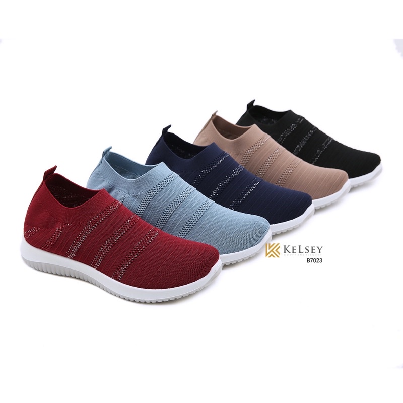 (GRATIS ALAS KAKI) Nicole Sepatu Flyknit Flat Shoes Wanita Kelsey / Sepatu Slip On Wanita B7023