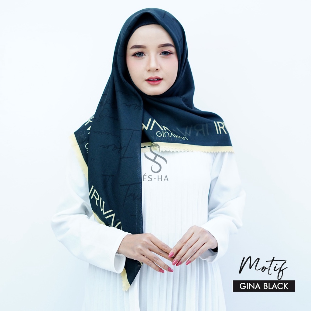(PART 1) Series Hijab Motif Voal / Segiempat Motif Voal Premium Exclusive-GINA BLACK