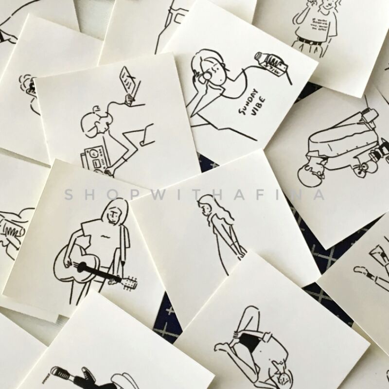 

Sticker Aesthetic | 40 pcs Minimalist Korean Illustration | SHOPWITHAFINA