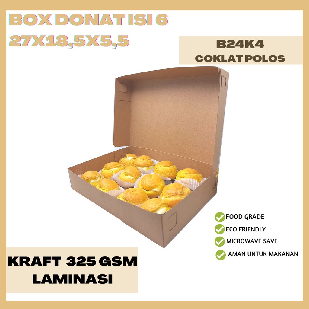 Dus Donat Box Donat Isi 6 Dus Donat (B24K4-27X18.5X5.5 Cm)