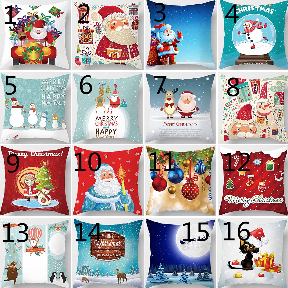 Bayar Di Tempatblue2 Sarung Bantal Throw Desain Merry Christmas