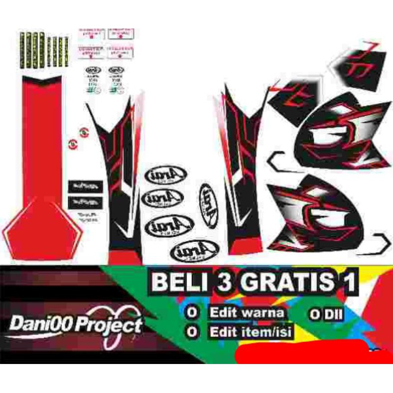 water decal helm arai motif Ghost red(BUKAN STIKER)