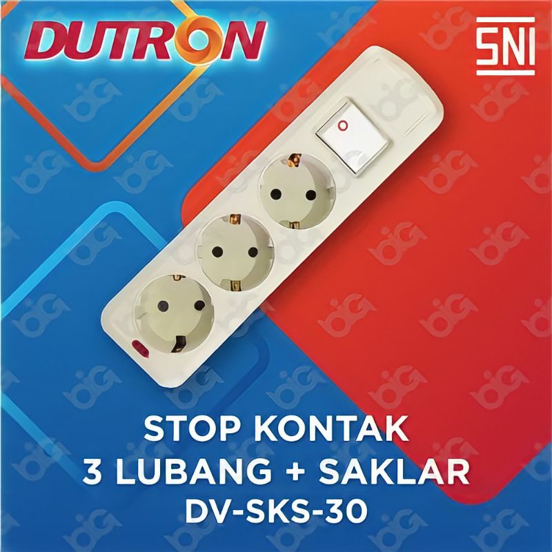 STOP KONTAK 3 LUBANG + SAKLAR DUTRON DV-SKS-30 COLOK COLOKAN SAMBUNGAN LISTRIK KUNINGAN ASLI 3LUBANG TANPA KABEL