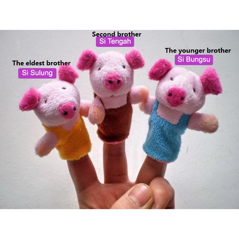 Boneka Jari 3 Little Pigs Finger Puppets Animal 8in1 Finger Puppets Animal 10in1 Finger Puppets Family 6in1 Story Telling Mainan Anak Bayi Pretend To Play