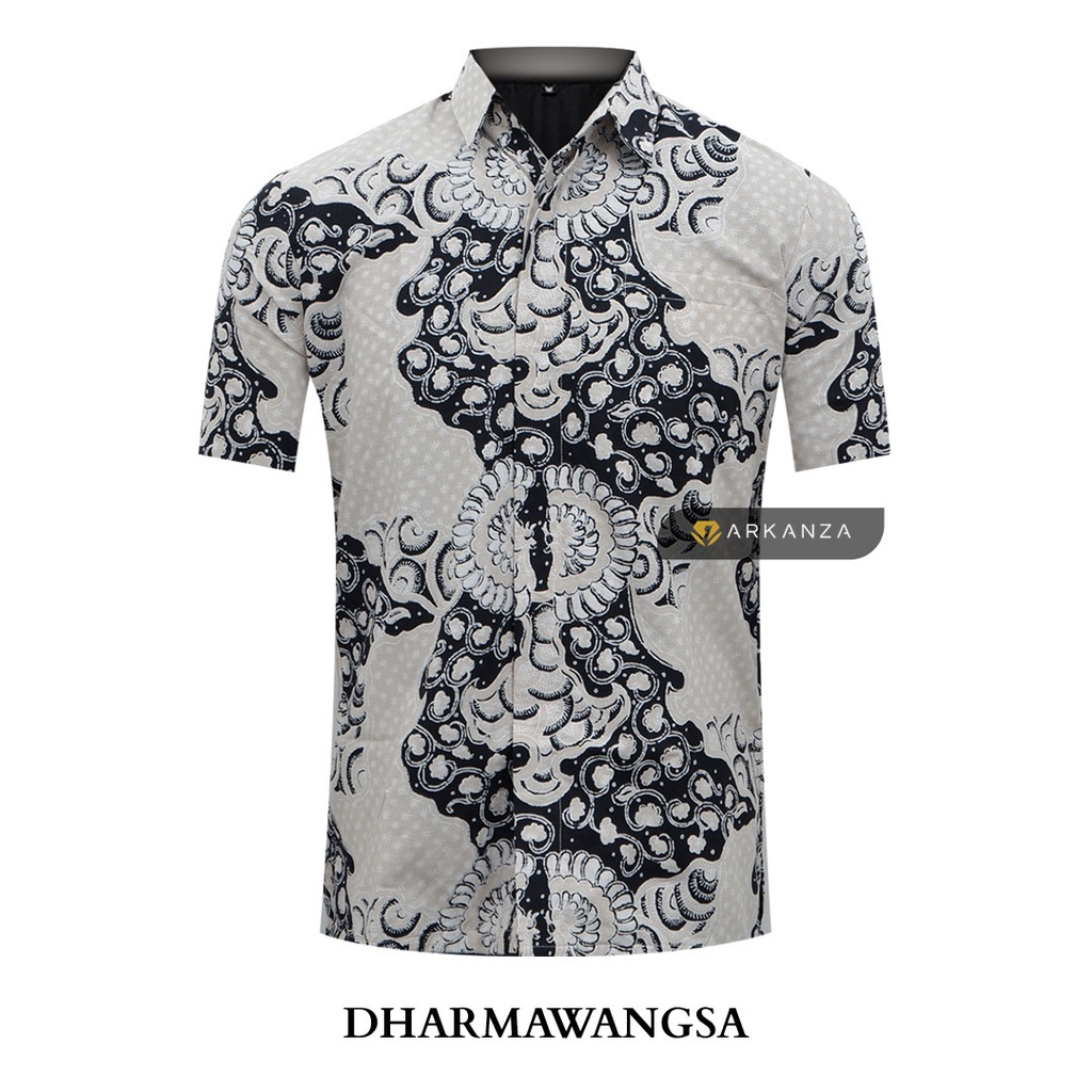 BATIK ARKANZA Motif DHARMAWANGSA Hem Atasan Kemeja Baju Batik Pria Cowok Produsen Slimfit Memakai Furing Lengan Panjang Lengan Pendek Original Asli