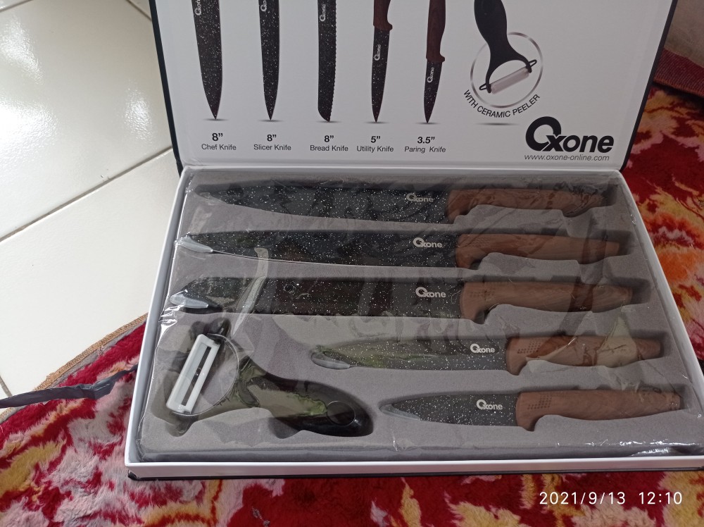 Oxone Pisau Set Marble Ox 605- Oxone Black Marble Knife Set Ox-605 - Pisau Set Oxone