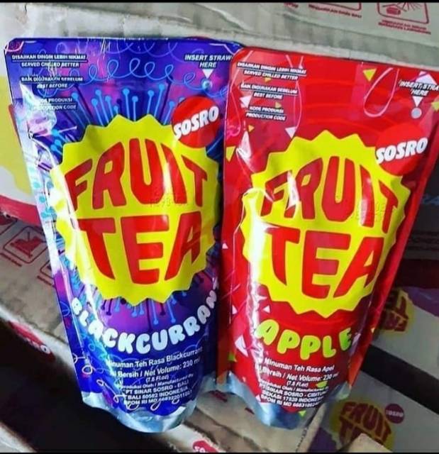 

Fruit tea pouch SOSRO 200 ml 1 karton isi 24 pcs