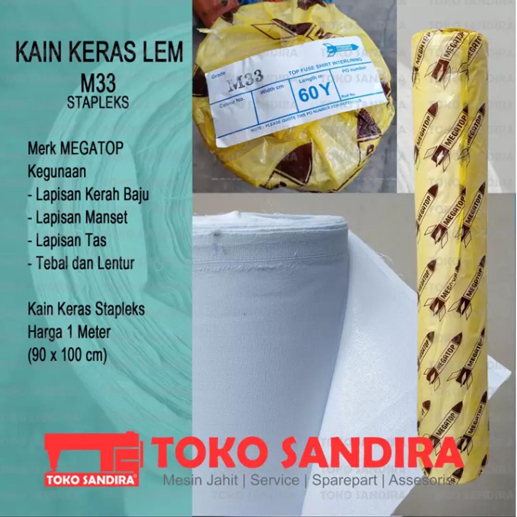 KAIN KERAS LEM STAPLEKS M33 MERK MEGATOP - HARGA 1 METER