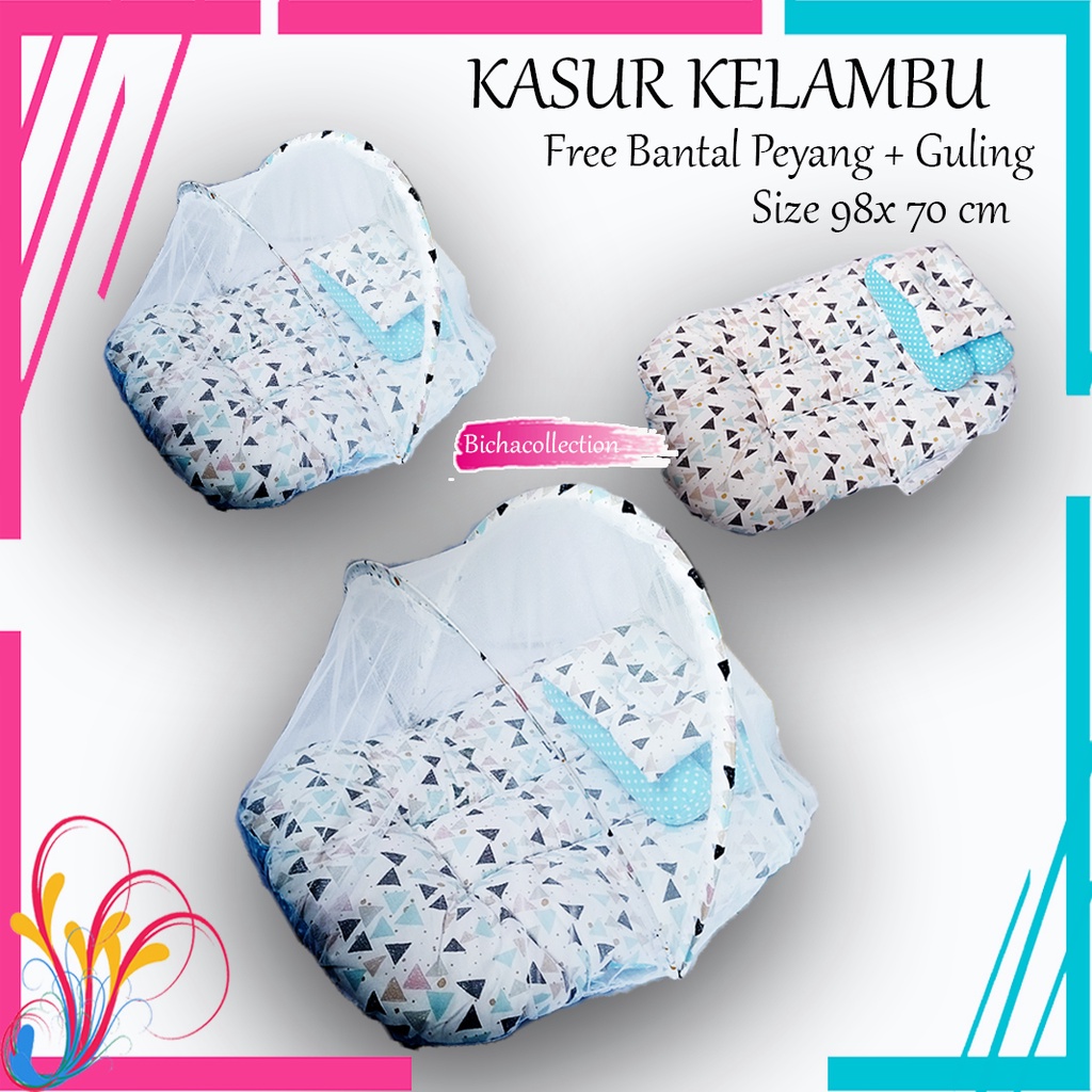 set Kasur Kelambu Bayi FREE Bantal Guling Premium Kasur Lipat Kelambu