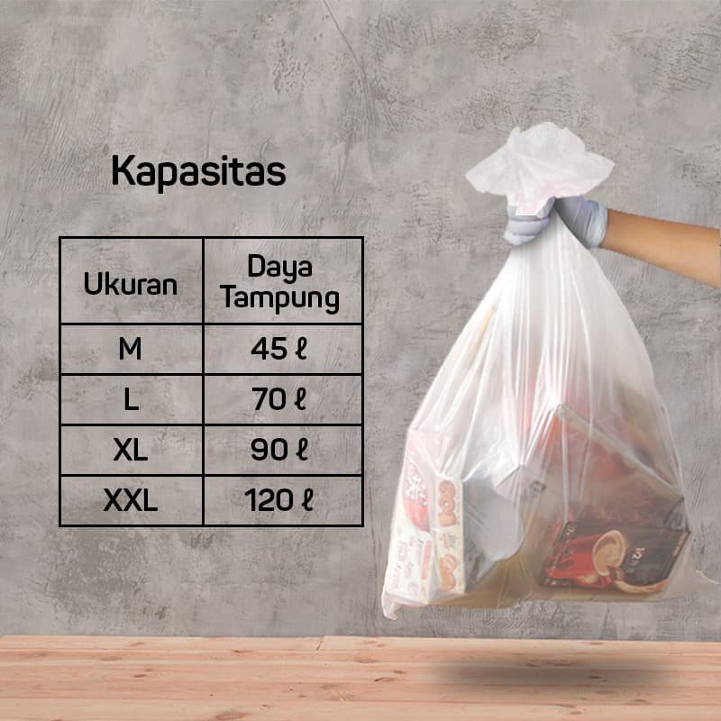 Bagus Kantong Plastik Sampah M 45 liter Ukuran 65 X 80 cm