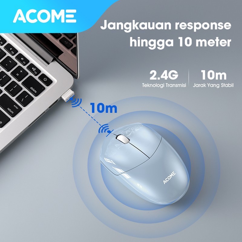 Acome Mouse Wireless Silent Click Desain Sports Car AM200 Garansi Resmi 1 Tahun